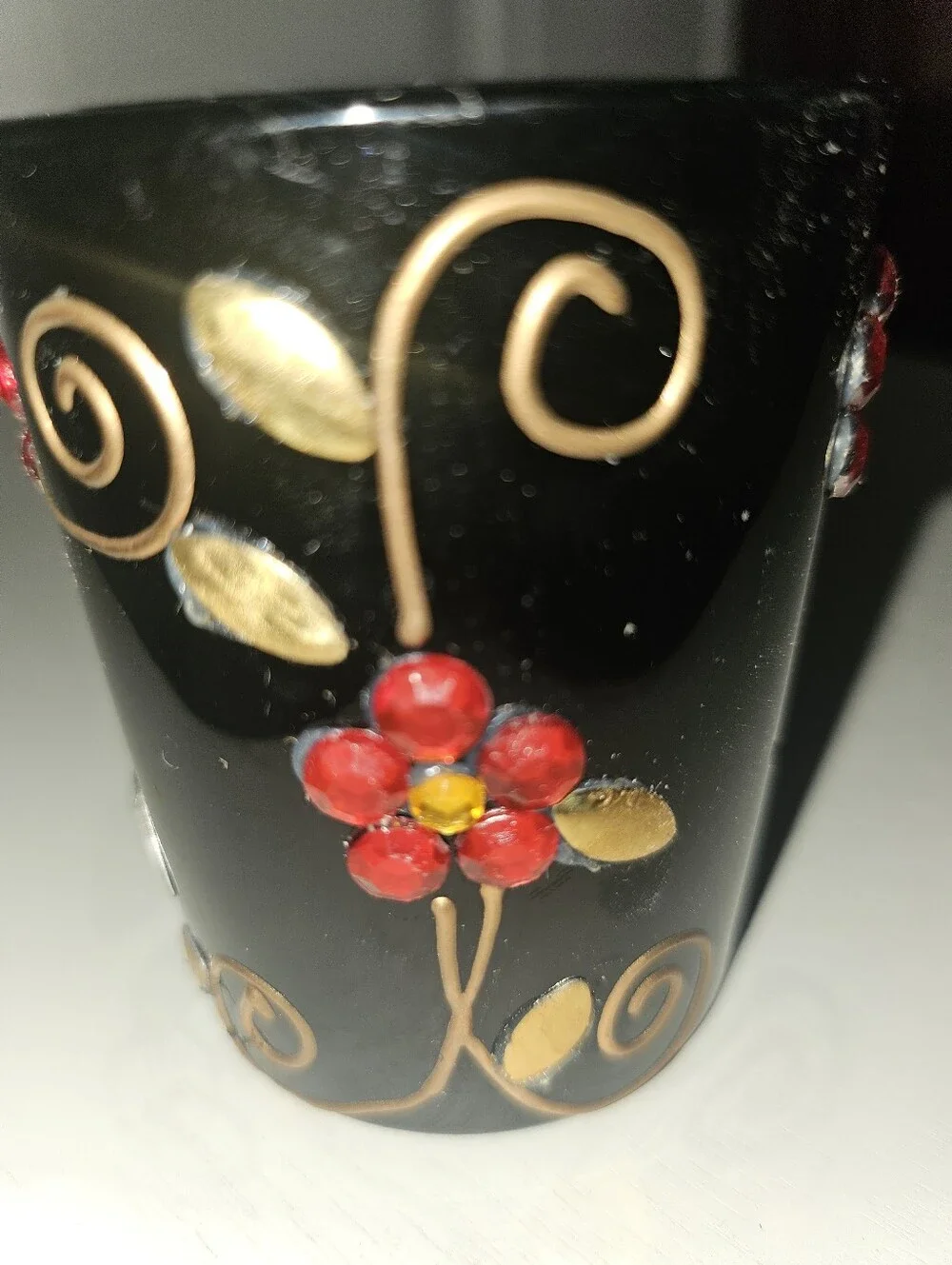 Black Glass Floral Candle Garden 4-Piece Set - New